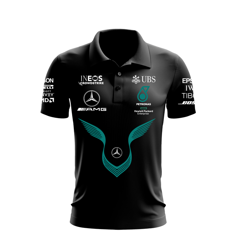 Playera tipo polo formula 1 escuderia hamilton amg