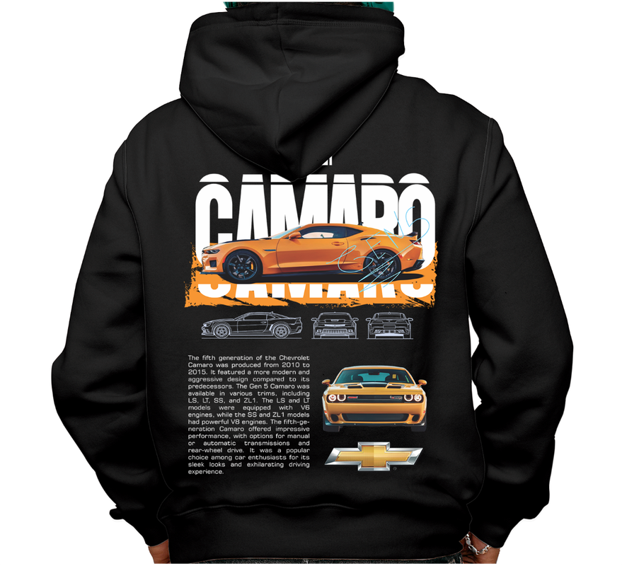 Sudadera afelpada con capucha, coches clásicos de carreras, diseño Camaro