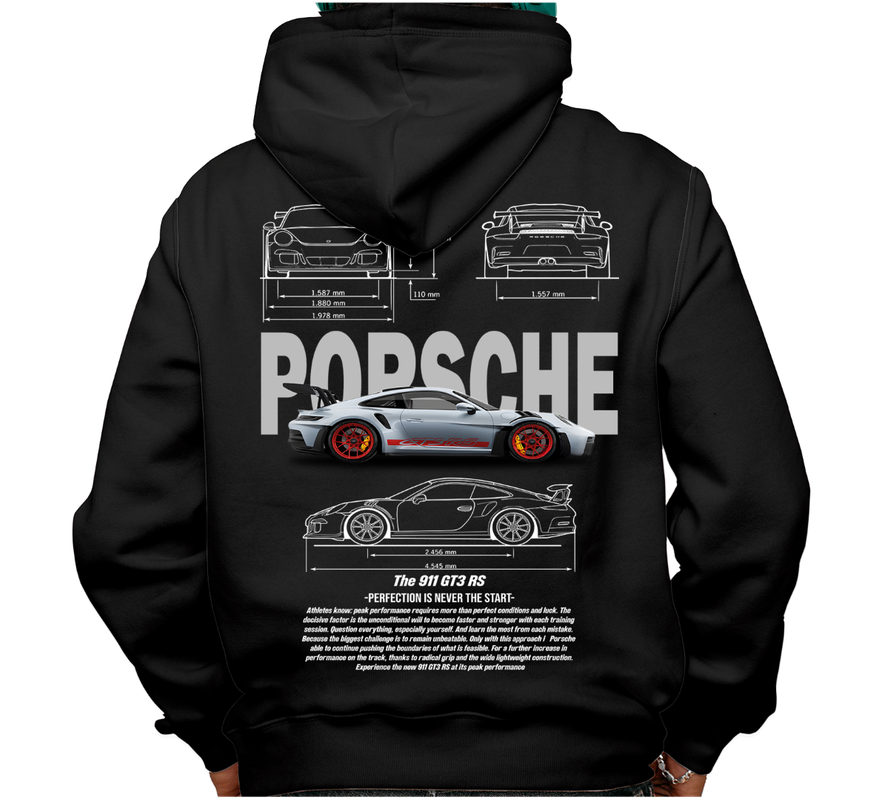 Sudadera afelpada con capucha, coches clásicos de carreras, diseño Porsche 911 GT3 RS