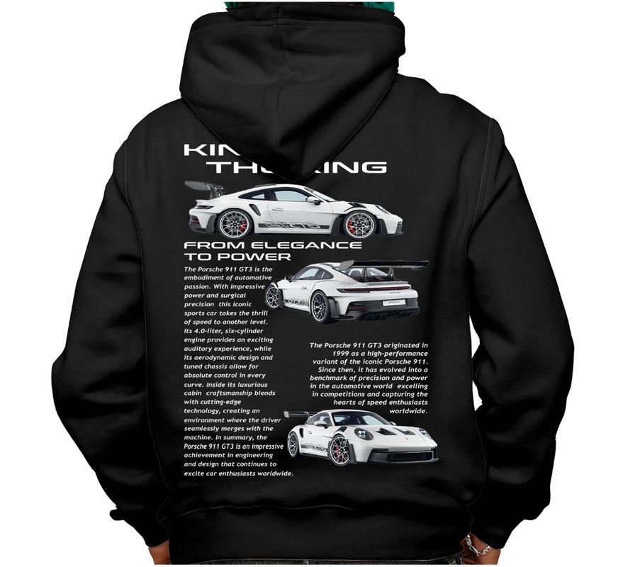 Sudadera afelpada con capucha, coches clásicos de carreras F1, diseño 911 GT3 Blanco