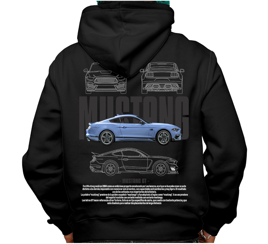 Sudadera afelpada con capucha, coches clásicos de carreras, diseño Mustang GT