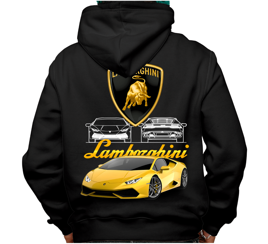 Sudadera afelpada con capucha, coches clásicos de carreras, diseño Lamborghini