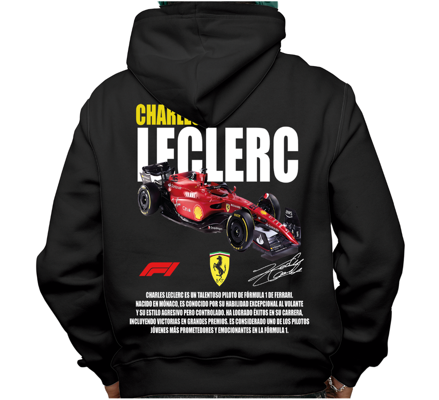 Sudadera afelpada con capucha, coches clásicos de carreras, diseño Charles Leclerc