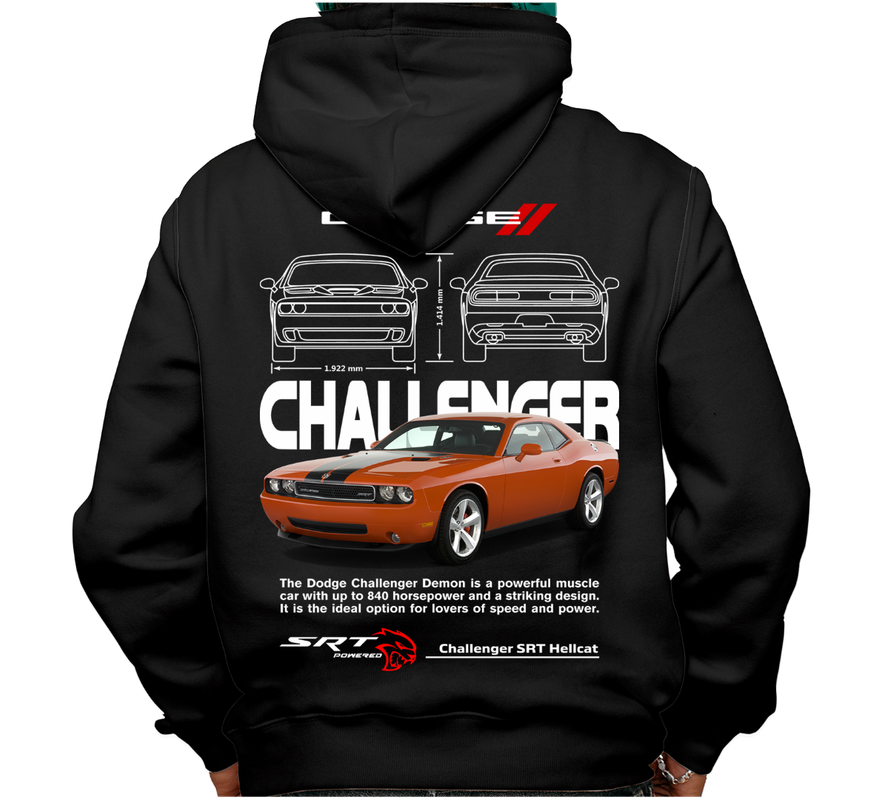 Sudadera afelpada con capucha, coches clásicos de carreras, diseño Challenger