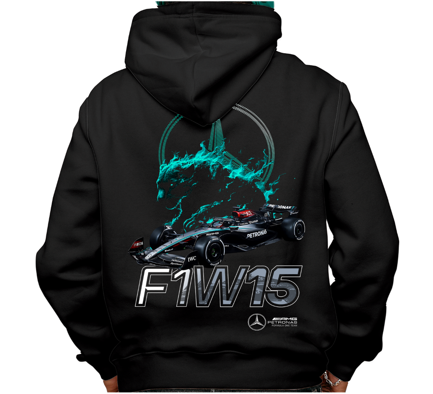 Sudadera afelpada con capucha, coches clásicos de carreras, diseño F1 w15 Petronas