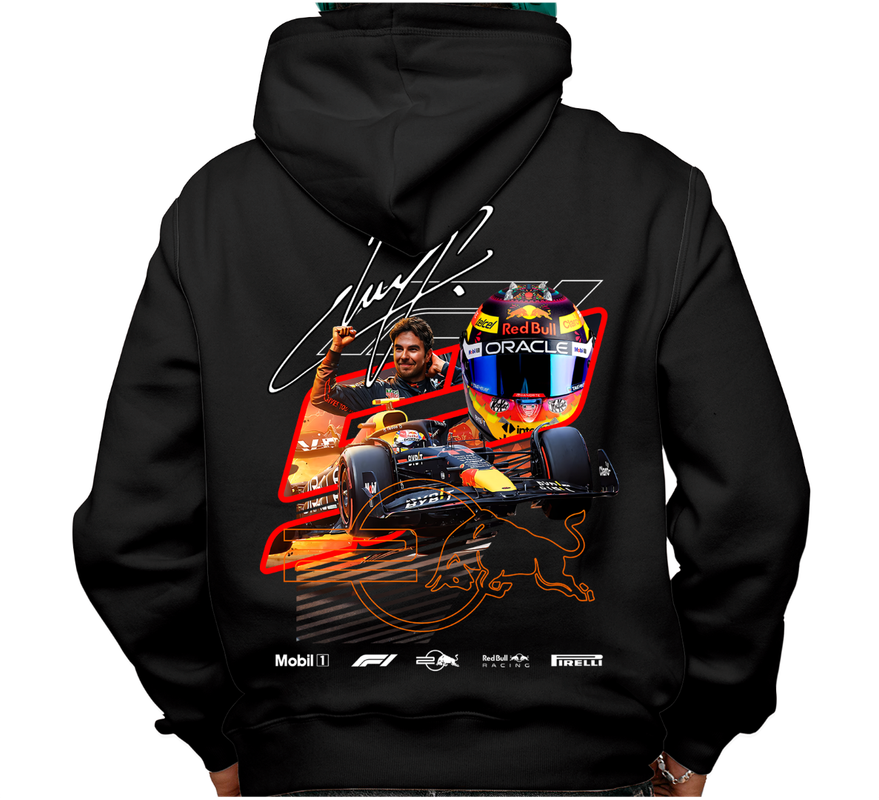 Sudadera afelpada con capucha, coches clásicos de carreras F1, diseño RB Checo