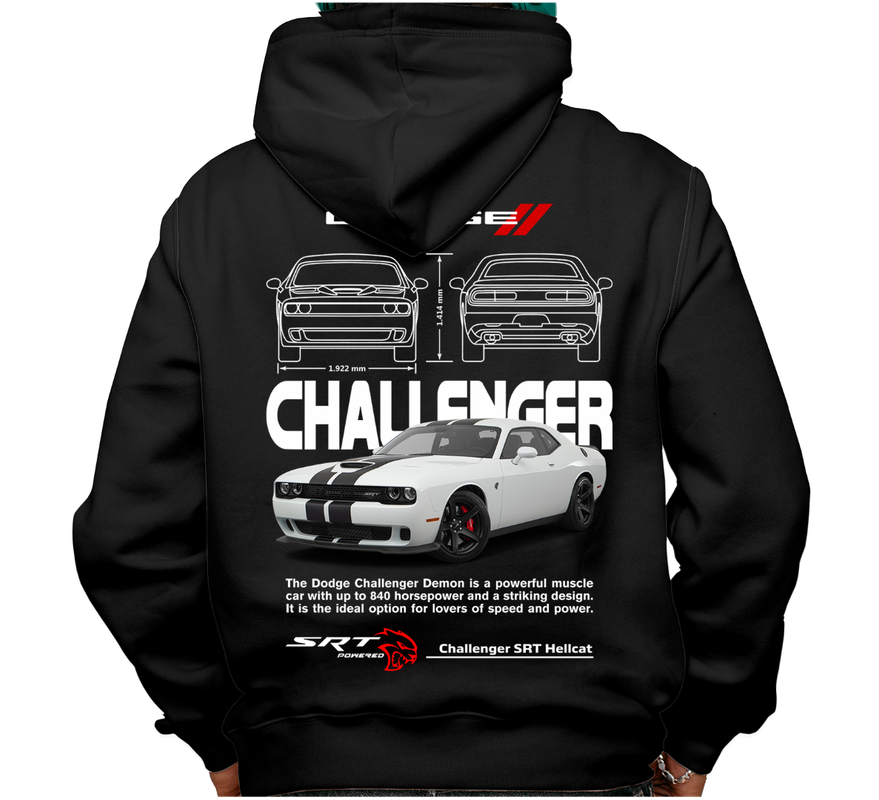 Sudadera afelpada con capucha, coches clásicos de carreras, diseño Challenger